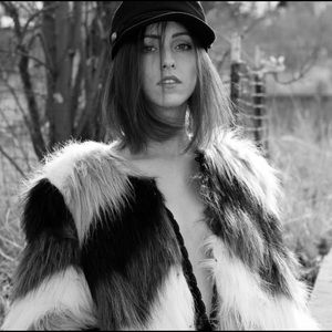 Black and white faux fur jacket